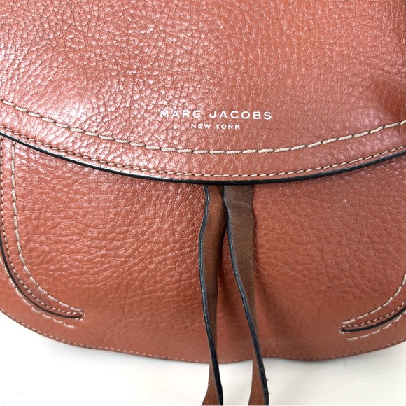♦️SOLD♦️MARC JACOBS Maverick Pebble Leather Flap w Suede Ties Saddle Shoulder - Picture 2 of 16